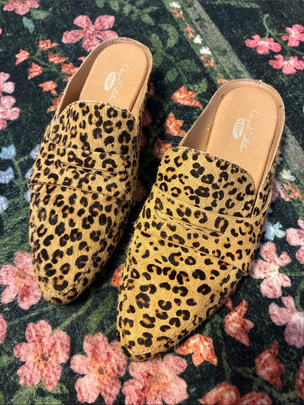 Dr. Scholl’s Leopard Calf Hair Pointed Toe Loafer Mules - Tan/Black